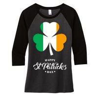 St. Patrick Day Irish Clover Flag Women's Tri-Blend 3/4-Sleeve Raglan Shirt