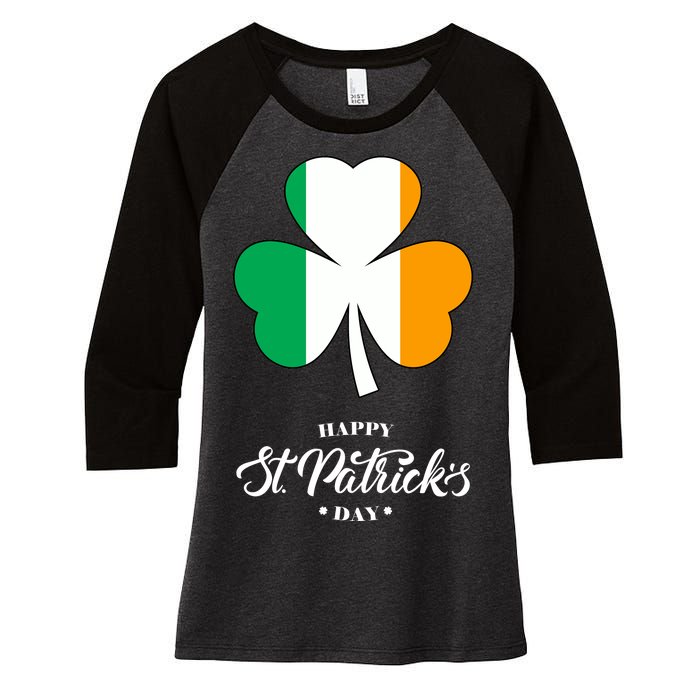 St. Patrick Day Irish Clover Flag Women's Tri-Blend 3/4-Sleeve Raglan Shirt