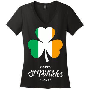 St. Patrick Day Irish Clover Flag Women's V-Neck T-Shirt