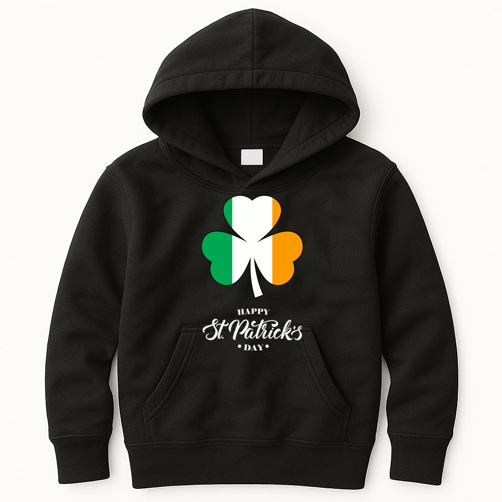 St. Patrick Day Irish Clover Flag Kids Hoodie