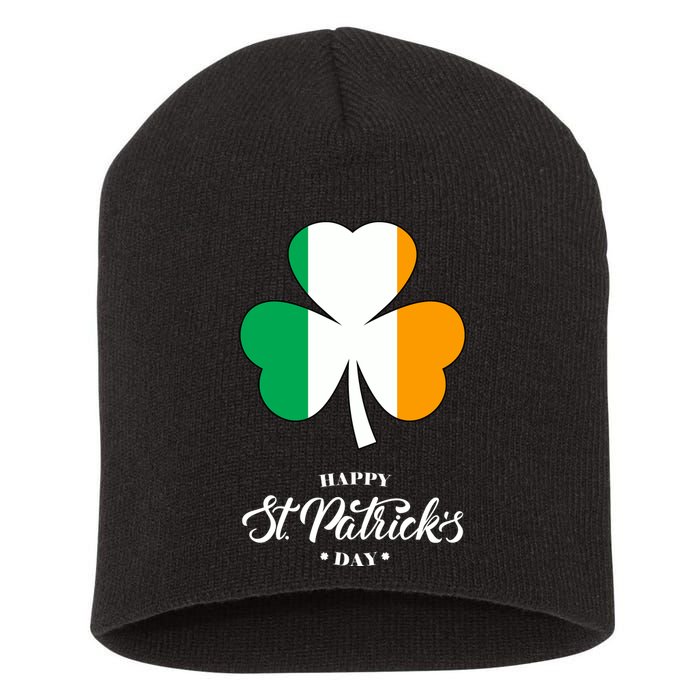 St. Patrick Day Irish Clover Flag Short Acrylic Beanie