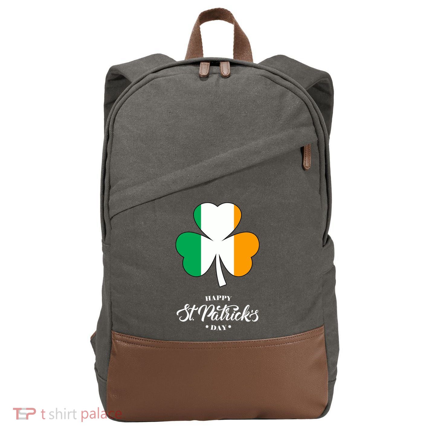 St. Patrick Day Irish Clover Flag Cotton Canvas Backpack