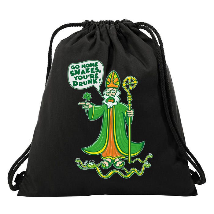 St. Patrick Go Home Snakes You're Drunk Drawstring Bag