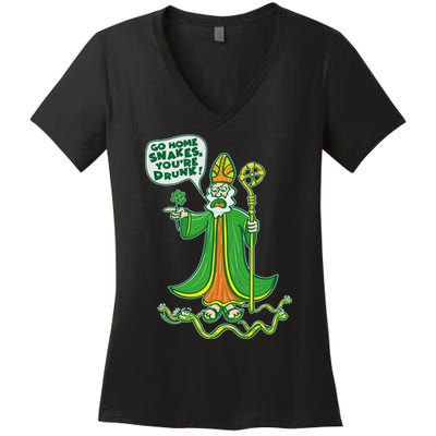 St. Patrick Go Home Snakes You're Drunk Women's V-Neck T-Shirt