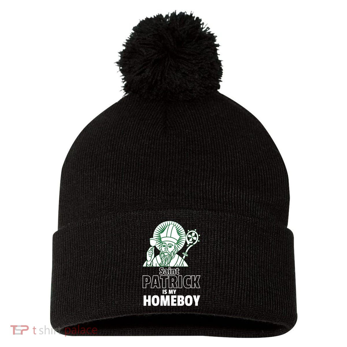 St. Patrick Is My Homeboy Funny Irish Pom Pom 12in Knit Beanie