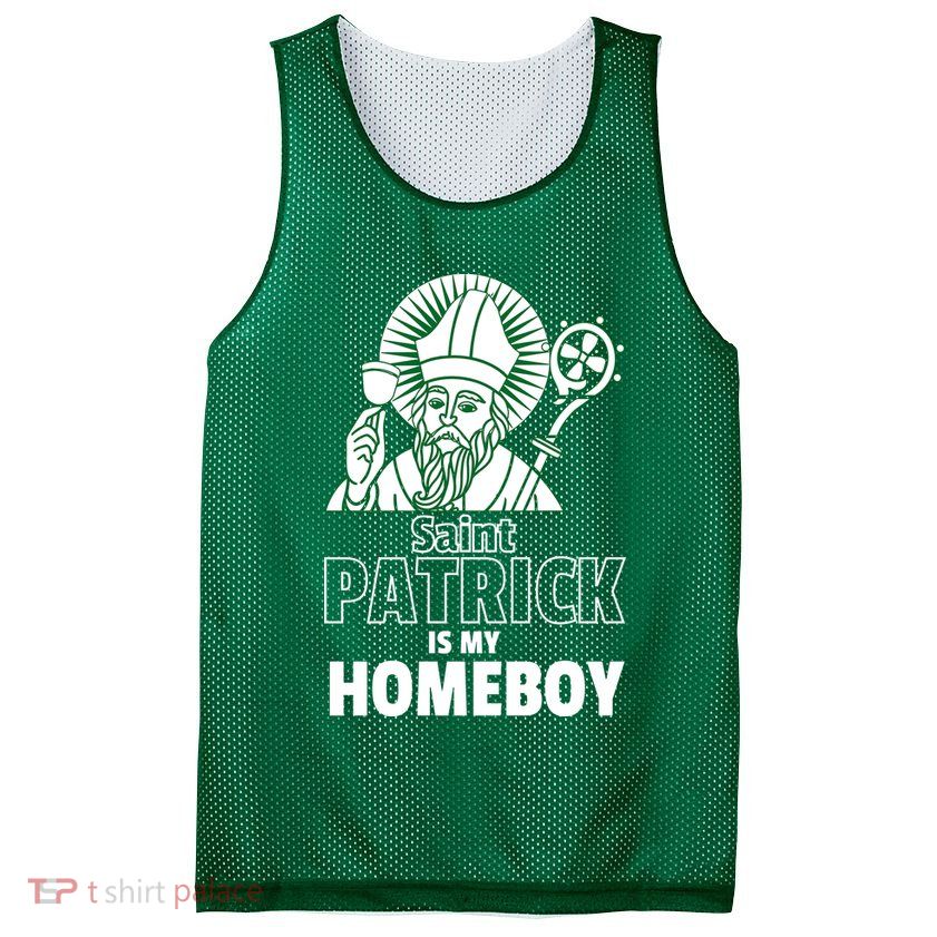 St. Patrick Is My Homeboy Funny Irish Mesh Reversible Basketball Jersey Tank