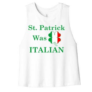 St. Patrick Was Italian Funny St Patricks Day Women's Racerback Cropped Tank