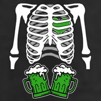 St. Patrick's Day Beer Rib Cage Skeleton 7 Panel Mesh Trucker Snapback Hat