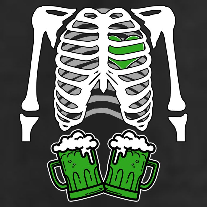 St. Patrick's Day Beer Rib Cage Skeleton 7 Panel Mesh Trucker Snapback Hat