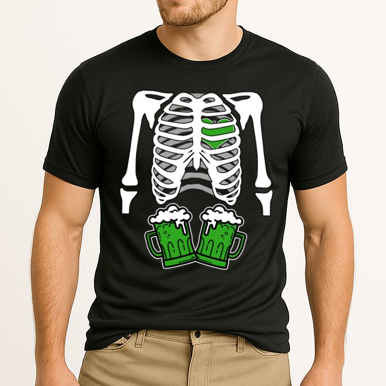 St. Patrick's Day Beer Rib Cage Skeleton Cooling Performance Crew T-Shirt