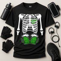 St. Patrick's Day Beer Rib Cage Skeleton Cooling Performance Crew T-Shirt