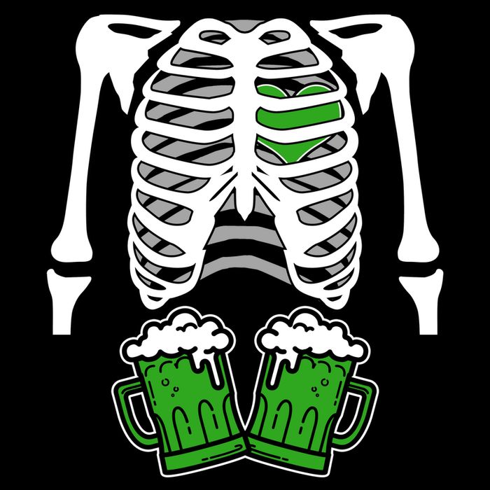 St. Patrick's Day Beer Rib Cage Skeleton Cooling Performance Crew T-Shirt
