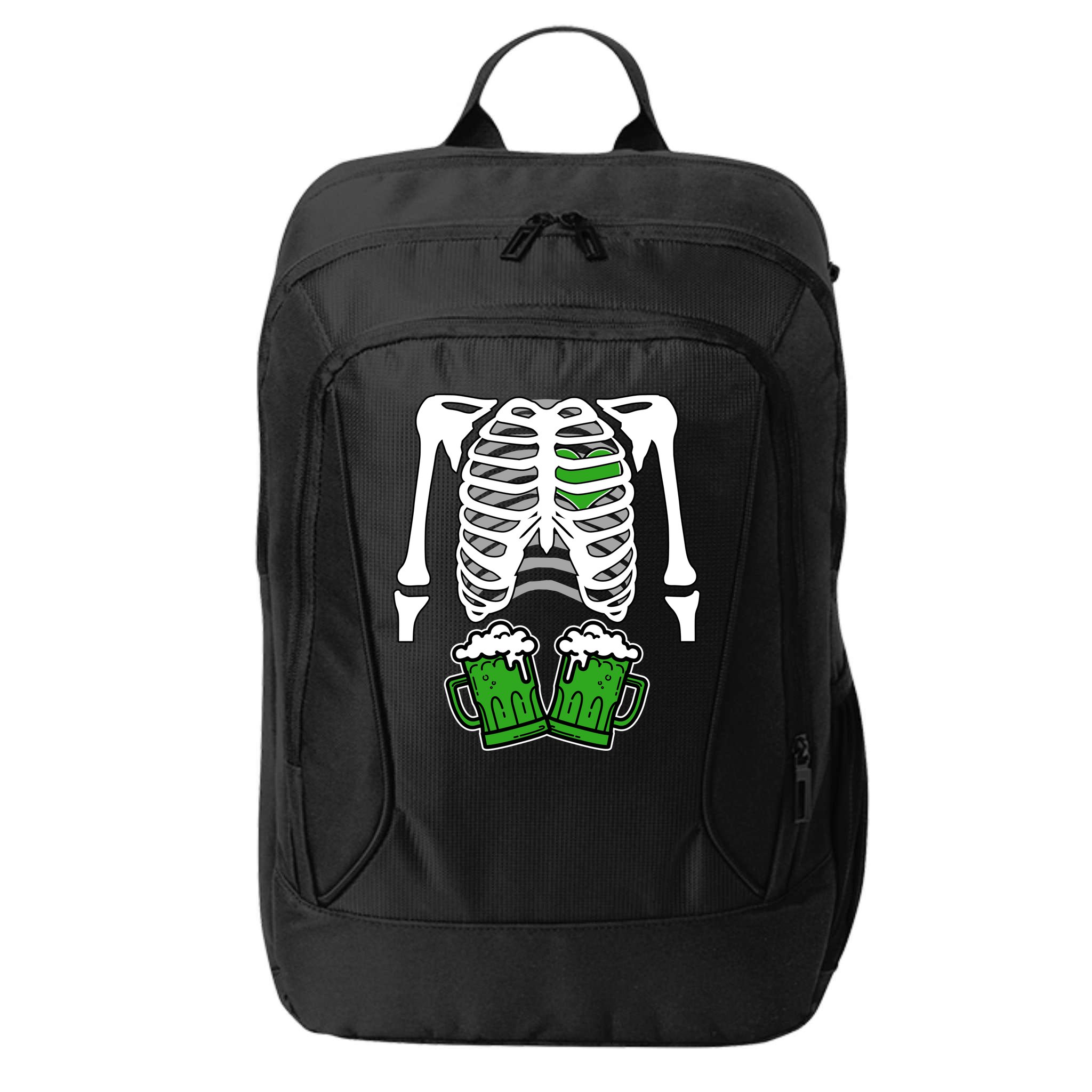 St. Patrick's Day Beer Rib Cage Skeleton City Backpack