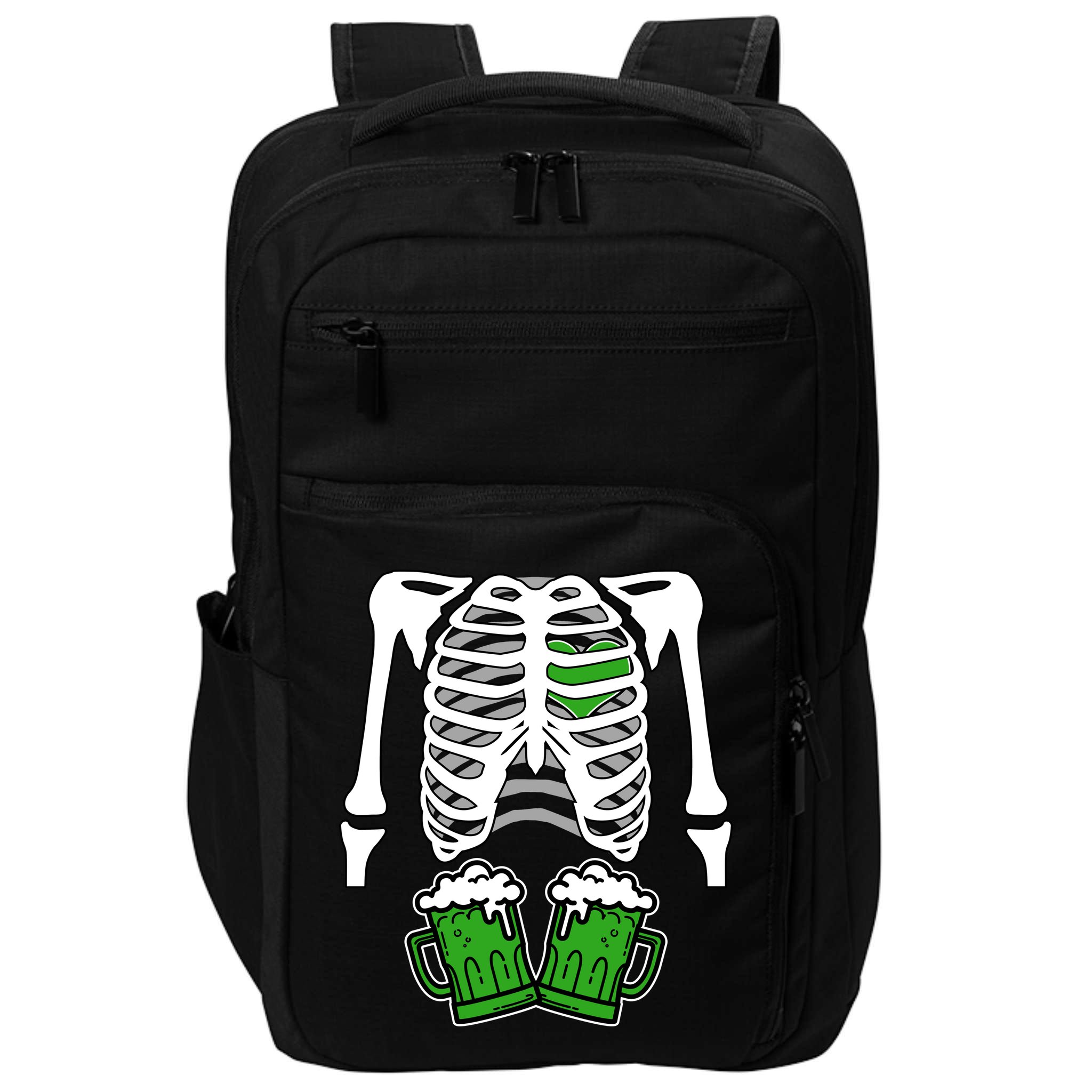 St. Patrick's Day Beer Rib Cage Skeleton Impact Tech Backpack