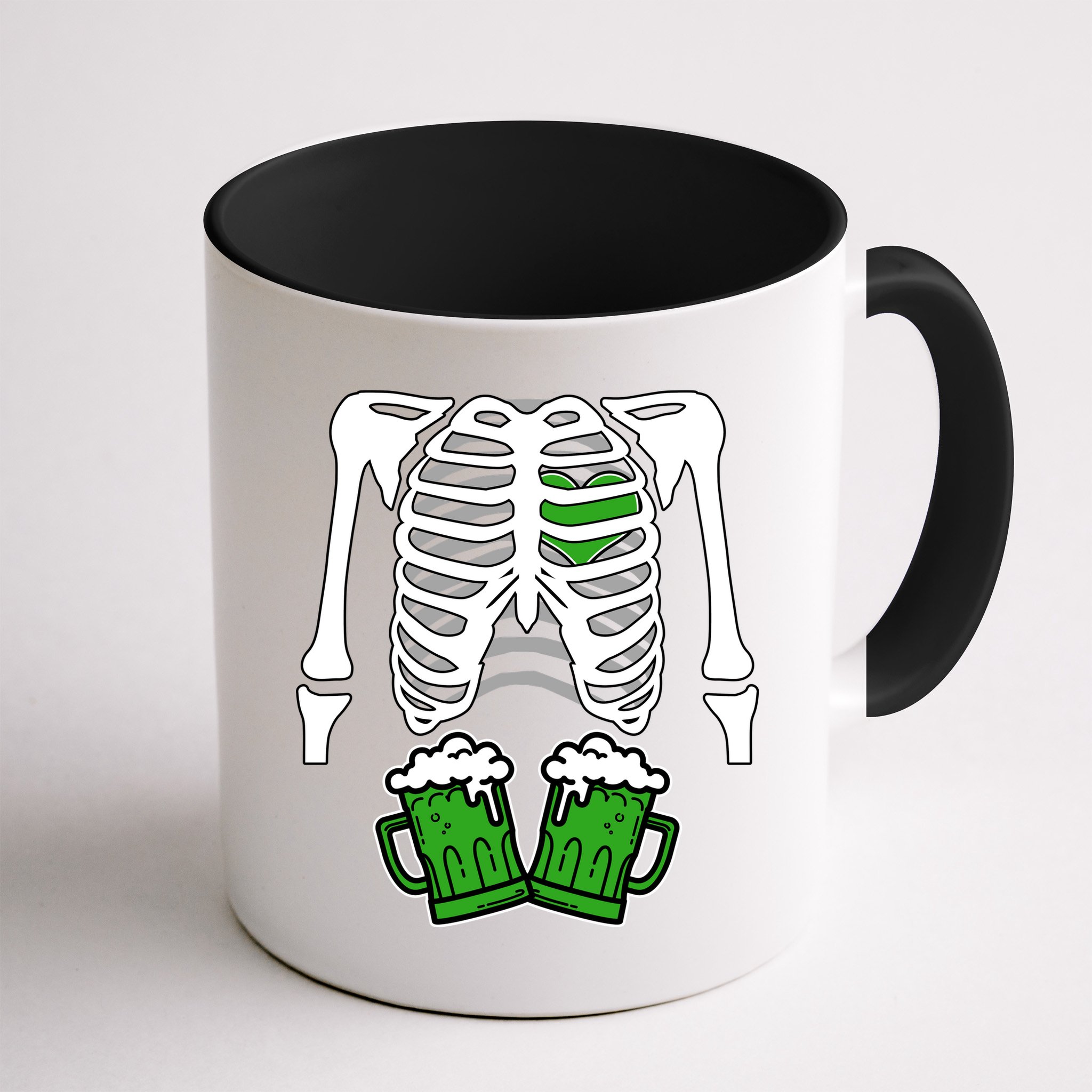 St. Patrick's Day Beer Rib Cage Skeleton Mug
