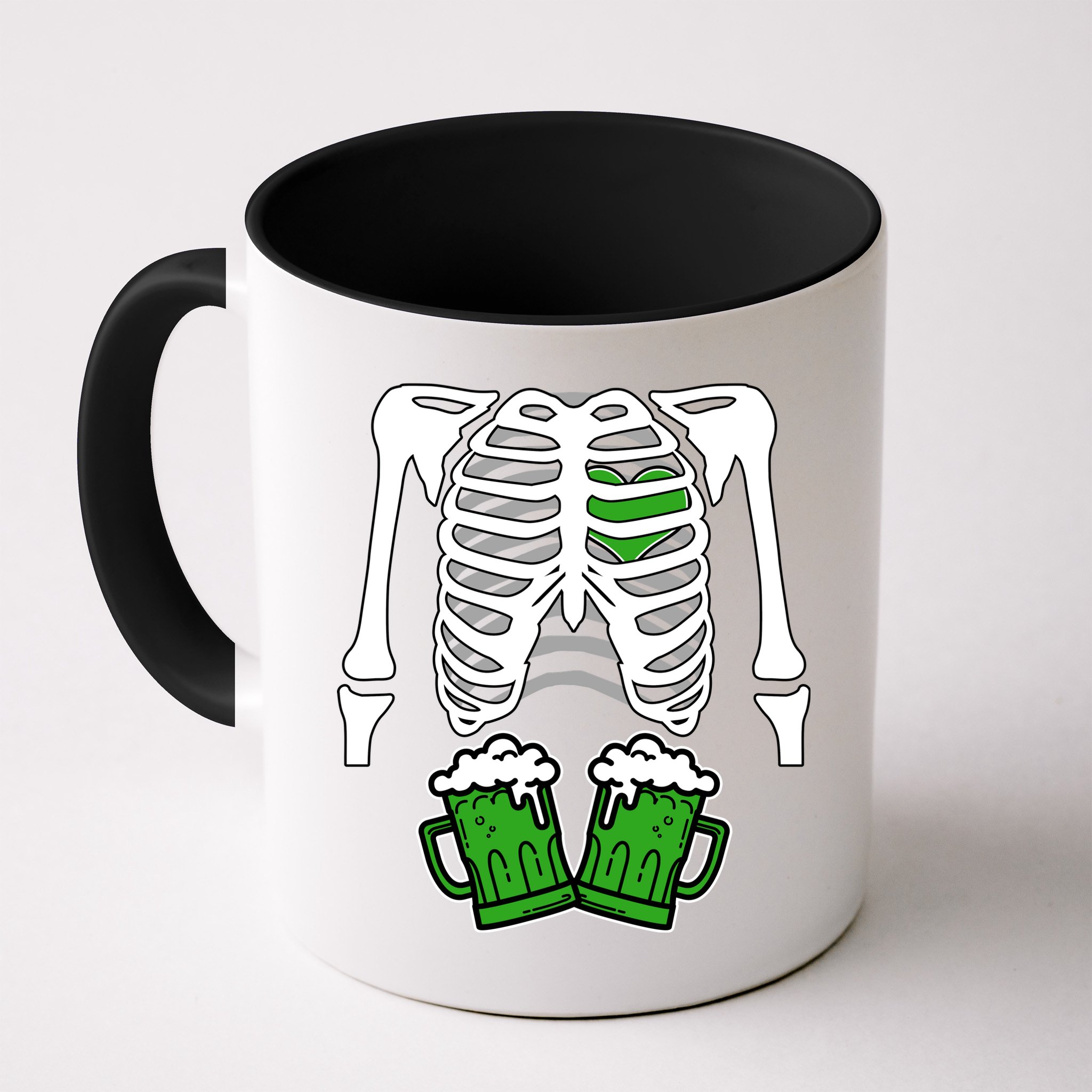 St. Patrick's Day Beer Rib Cage Skeleton Mug
