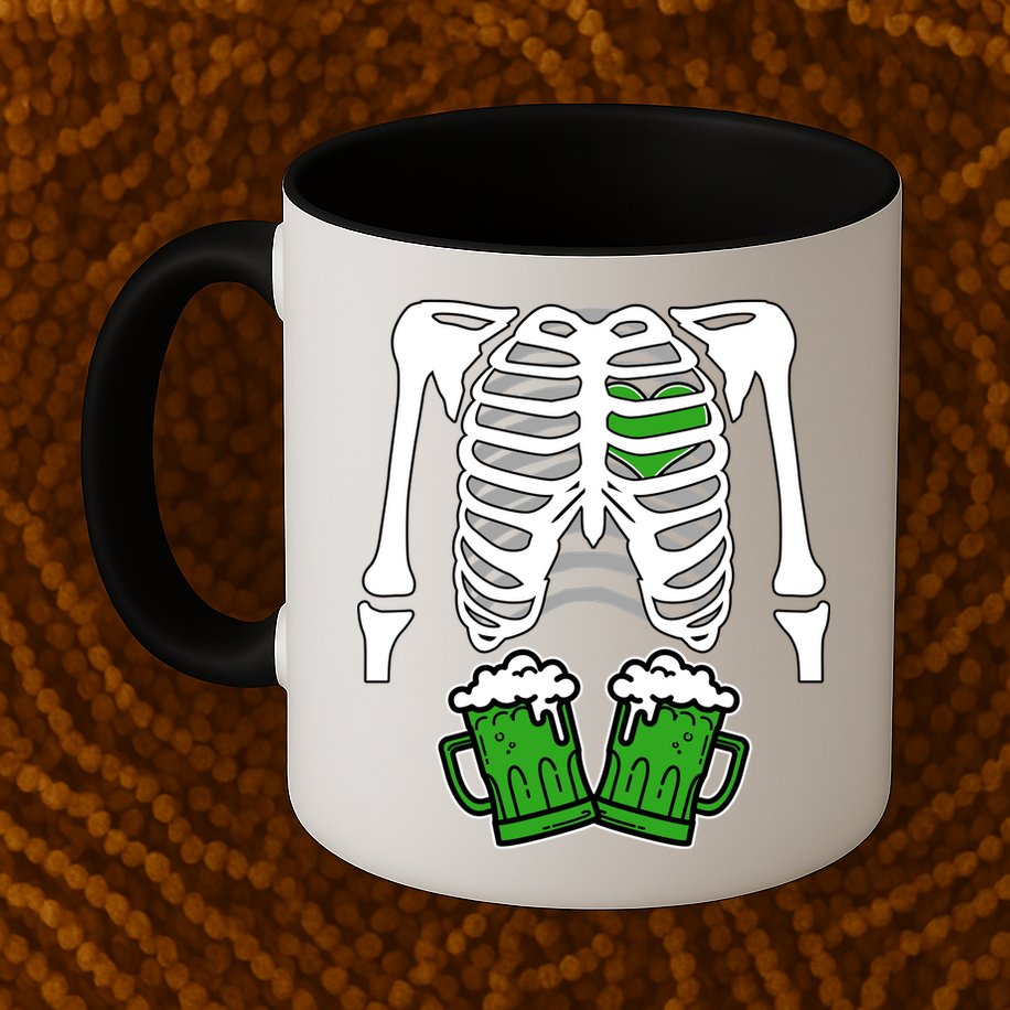 St. Patrick's Day Beer Rib Cage Skeleton Mug
