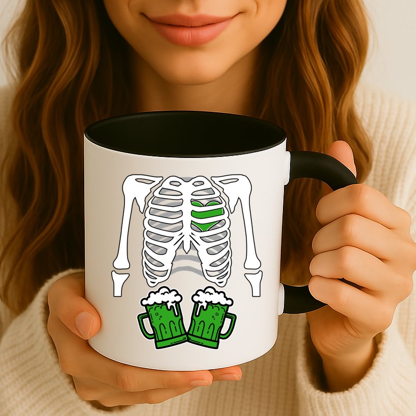St. Patrick's Day Beer Rib Cage Skeleton Mug