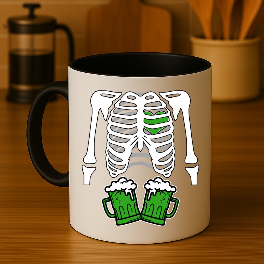 St. Patrick's Day Beer Rib Cage Skeleton Mug