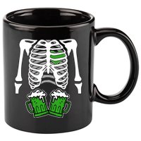 St. Patrick's Day Beer Rib Cage Skeleton 11oz C Handle Ceramic Mug
