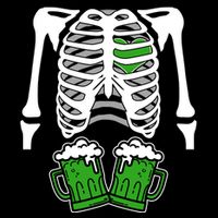 St. Patrick's Day Beer Rib Cage Skeleton Flat Bill Trucker Hat
