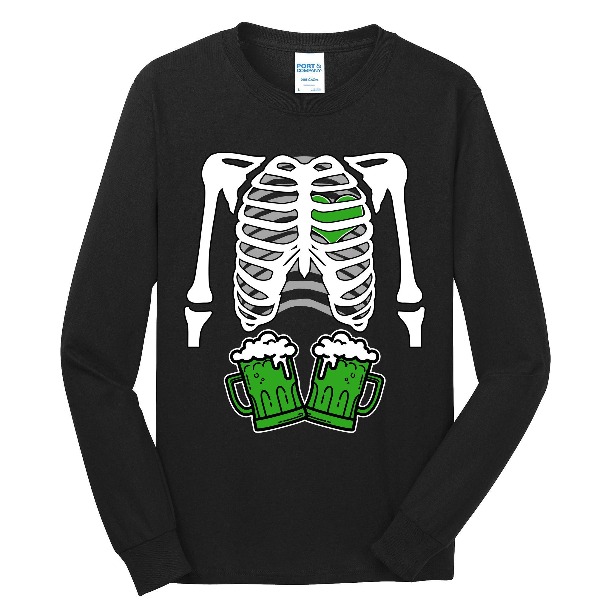 St. Patrick's Day Beer Rib Cage Skeleton Tall Long Sleeve T-Shirt