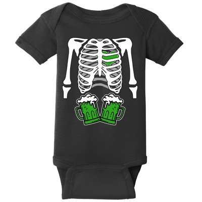 St. Patrick's Day Beer Rib Cage Skeleton Baby Bodysuit