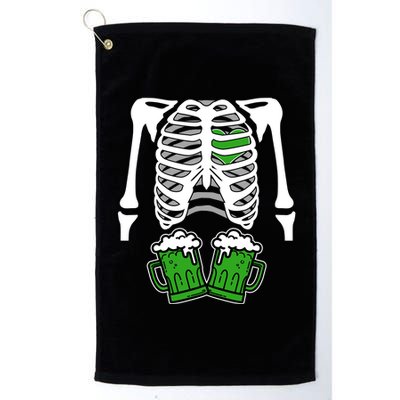 St. Patrick's Day Beer Rib Cage Skeleton Platinum Collection Golf Towel