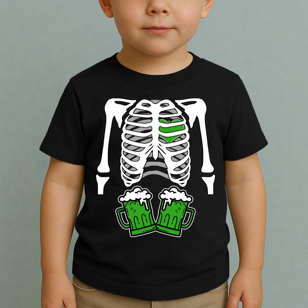St. Patrick's Day Beer Rib Cage Skeleton Toddler T-Shirt