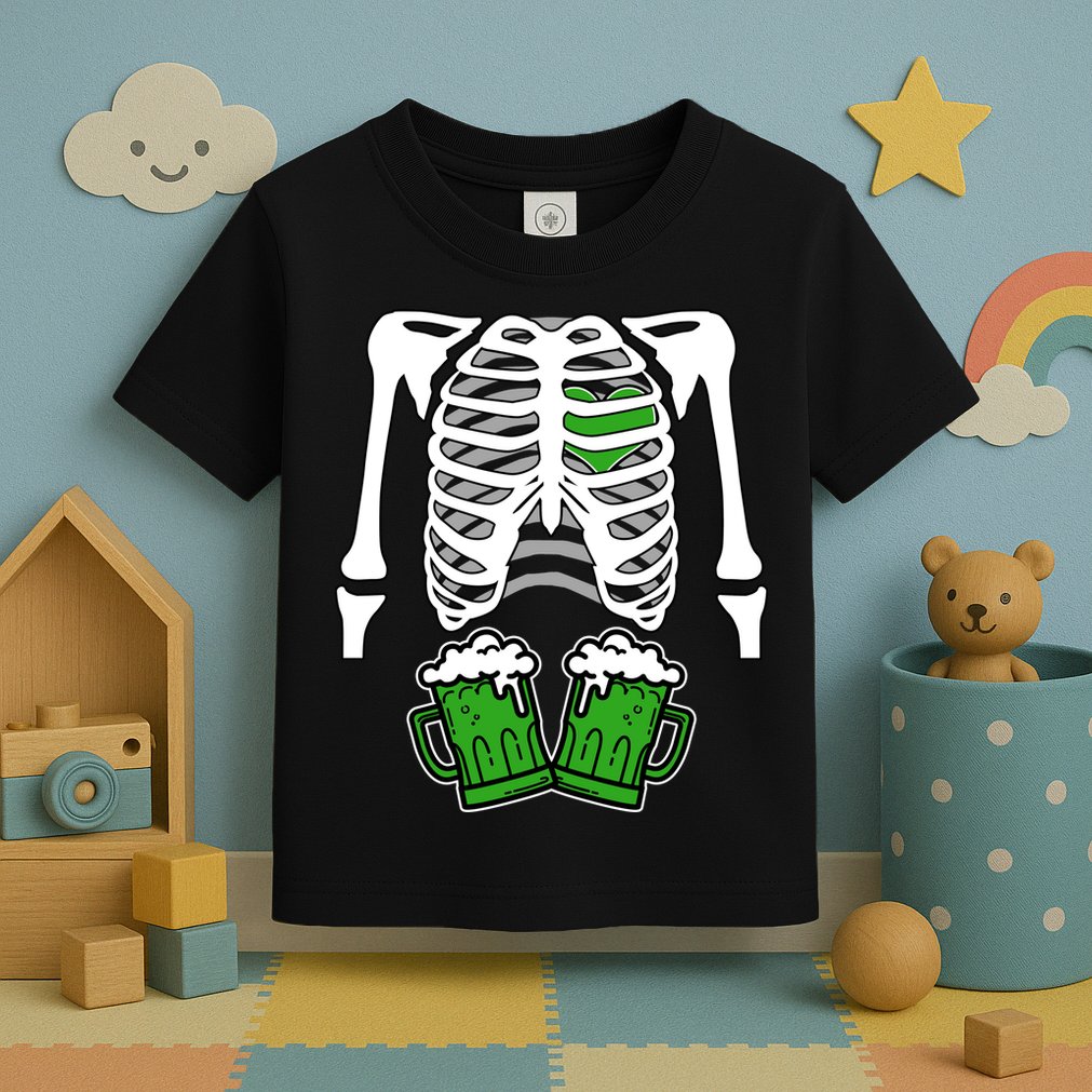 St. Patrick's Day Beer Rib Cage Skeleton Toddler T-Shirt