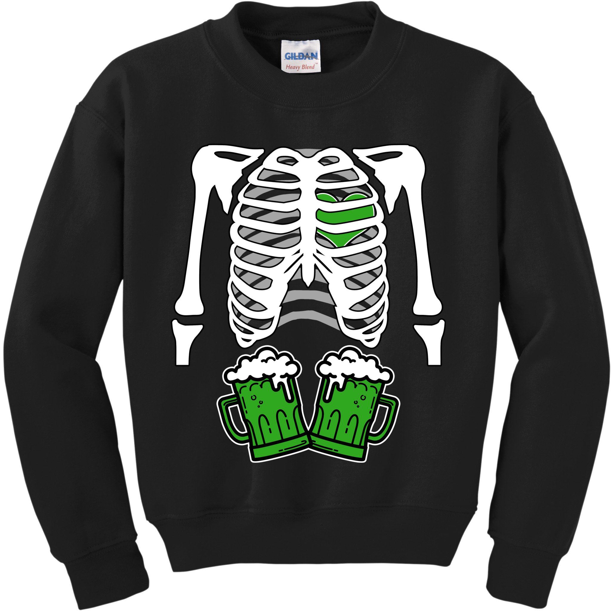 St. Patrick's Day Beer Rib Cage Skeleton Kids Sweatshirt