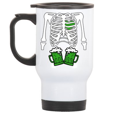 St. Patrick's Day Beer Rib Cage Skeleton Stainless Steel Travel Mug