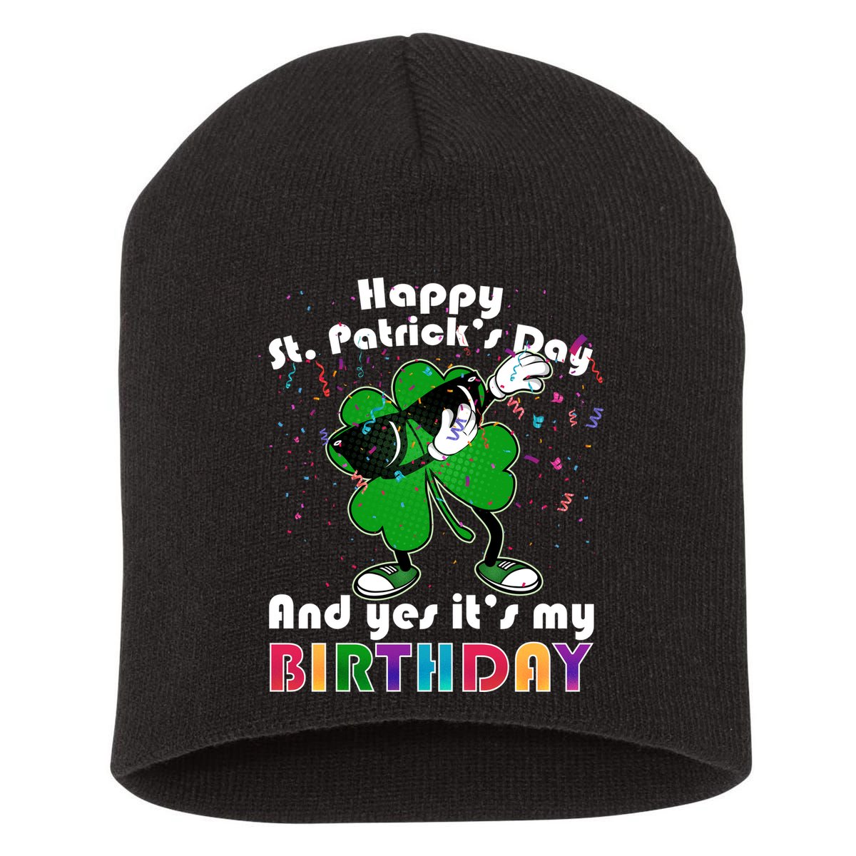 St. Patrick's Day Birthday Short Acrylic Beanie