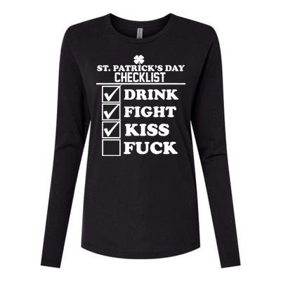 St. Patrick's Day Checklist (Dirty) Womens Cotton Relaxed Long Sleeve T-Shirt