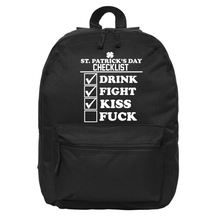 St. Patrick's Day Checklist (Dirty) 16 in Basic Backpack