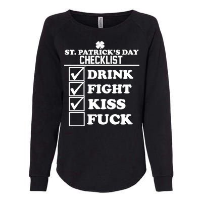 St. Patrick's Day Checklist (Dirty) Womens California Wash Sweatshirt