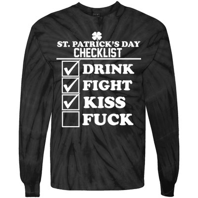 St. Patrick's Day Checklist (Dirty) Tie-Dye Long Sleeve Shirt