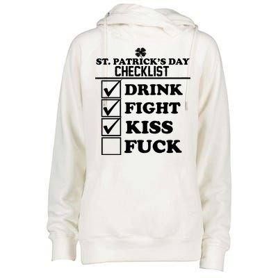 St. Patrick's Day Checklist (Dirty) Womens Funnel Neck Pullover Hood