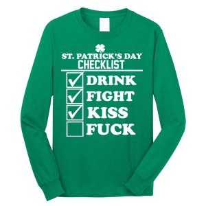 St. Patrick's Day Checklist (Dirty) Long Sleeve Shirt