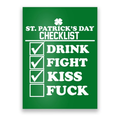 St. Patrick's Day Checklist (Dirty) Poster
