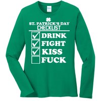 St. Patrick's Day Checklist (Dirty) Ladies Long Sleeve Shirt