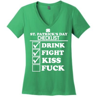 St. Patrick's Day Checklist (Dirty) Women's V-Neck T-Shirt