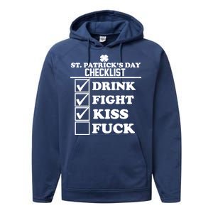 St. Patrick's Day Checklist (Dirty) Performance Fleece Hoodie