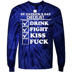 St. Patrick's Day Checklist (Dirty) Tie-Dye Long Sleeve Shirt