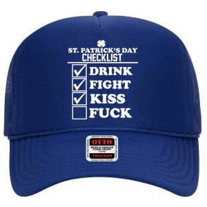 St. Patrick's Day Checklist (Dirty) High Crown Mesh Back Trucker Hat