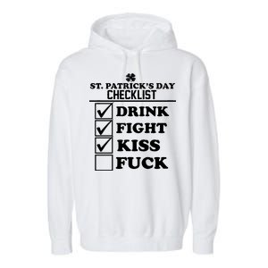 St. Patrick's Day Checklist (Dirty) Garment-Dyed Fleece Hoodie