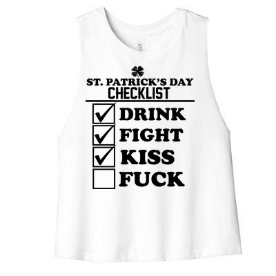 St. Patrick's Day Checklist (Dirty) Women's Racerback Cropped Tank