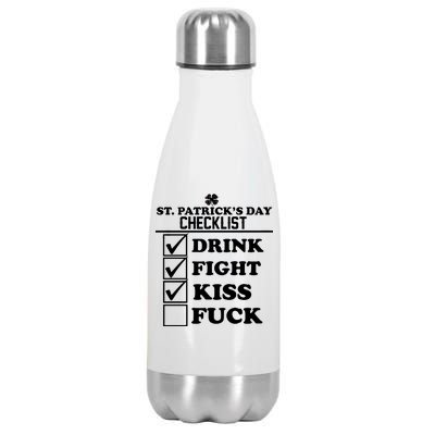 St. Patrick's Day Checklist (Dirty) Stainless Steel Insulated Water Bottle