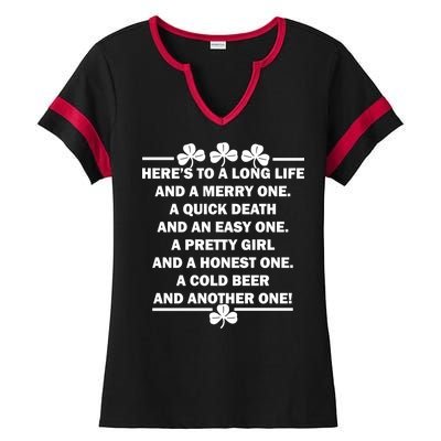 St. Patrick's Day Cold Beer Toast Ladies Halftime Notch Neck Tee