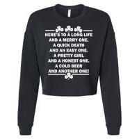St. Patrick's Day Cold Beer Toast Cropped Pullover Crew
